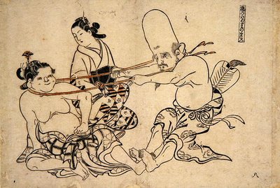 Fukurojin probeert een meid op te tillen door Okumura Masanobu