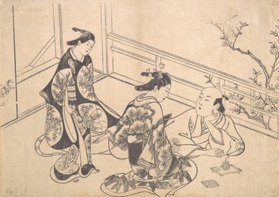 De Acteur Ichimura Takenojo Liggend op een Balkon, ca. 1715 door Okumura Masanobu