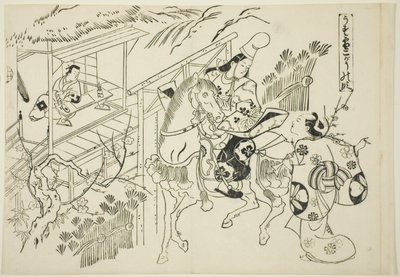 Usuyuki: De Kogo scène (Usuyuki Kogo no dan), uit de serie "Beroemde scènes uit Japanse poppenspel (Yamato irotake)" door Okumura Masanobu