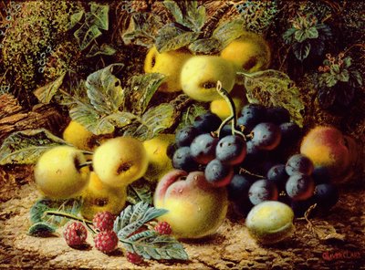 Stilleven met Appels, Pruimen, Druiven en Frambozen door Oliver Clare