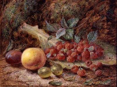 Stilleven met Fruit op een Koolblad door Oliver Clare
