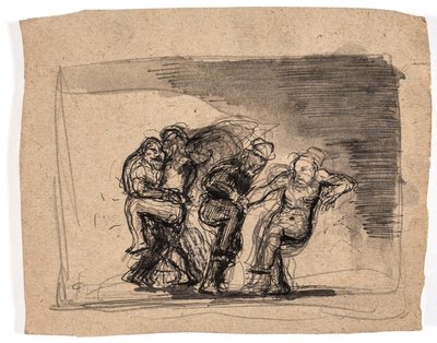 Twee paren vechten, links: Jakob en de engel door Oluf Hartmann