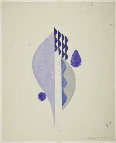 Paarse bloem door Onchi Kôshirô