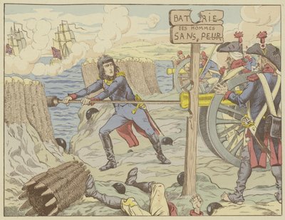 Napoleon laadt een kanon als een gewone soldaat bij het Beleg van Toulon, 1793 door Onfray de Breville Job