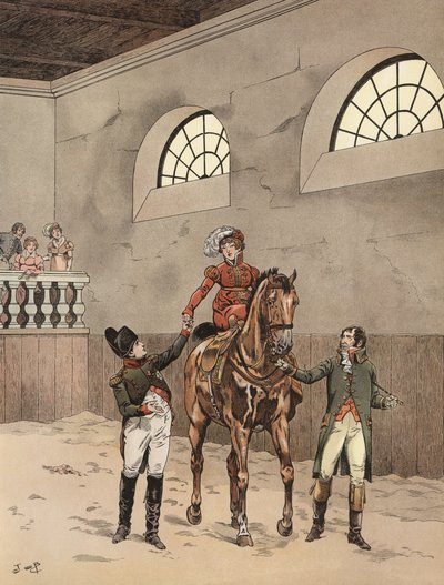Napoleons nieuwe keizerin tijdens haar rijles door Onfray de Breville Job