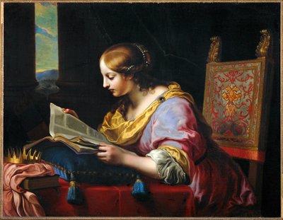 Sint Catharina Hypatia (schilderij op doek) door Onorio Marinari
