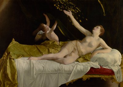 Danaë en de gouden regen door Orazio Gentileschi