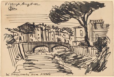 De Arno in de avond, Florence door Oscar F. Bluemner