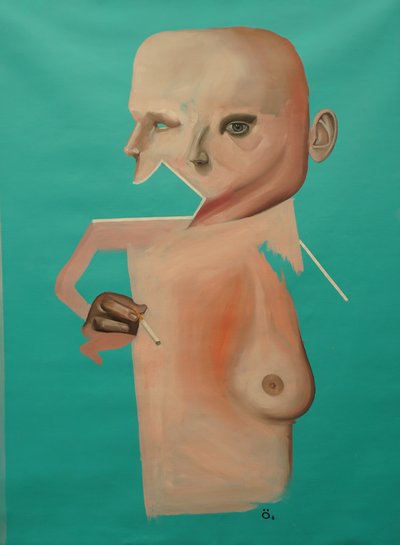 Funny Thing, 2022 (acryl en olieverf op doek) door Oscar Nin
