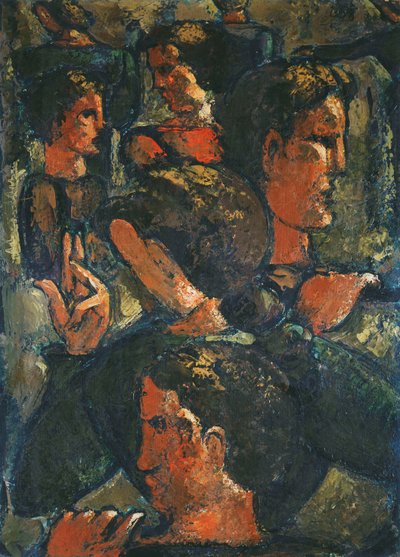 Groep Figuren met Opgeheven Hand door Oskar Schlemmer