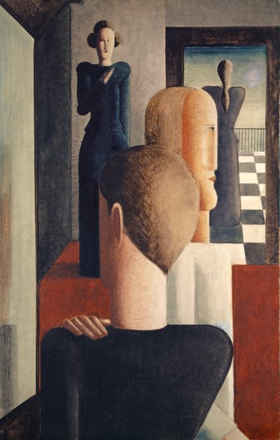 Interieur met vijf figuren, Romeins door Oskar Schlemmer