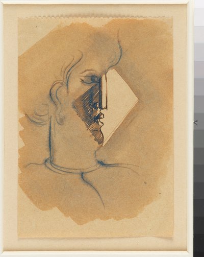 Profilkopf nach rechts mit Licht in Rautenform door Oskar Schlemmer