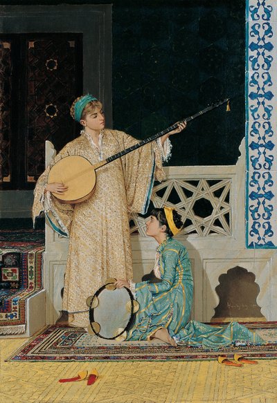 Twee muzikale meisjes door Osman Hamdi Bey