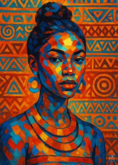 Portret van een kleurrijke Afrikaanse vrouw door Osvaldo Russo