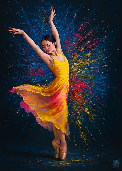 Kleurrijke balletdanseres door Osvaldo Russo