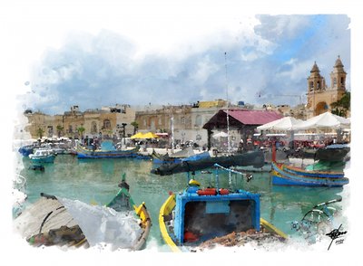 De bruisende haven van Malta door Osvaldo Russo