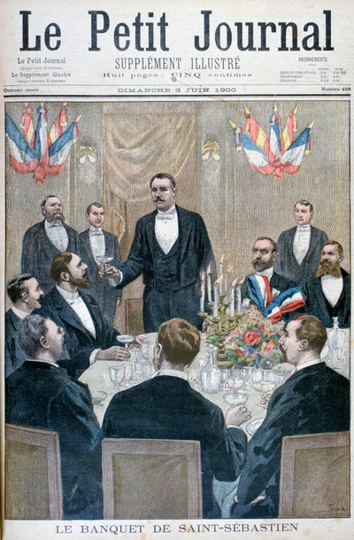 Banket van Franse nationalisten en Paul Déroulède, Saint-Sebastien, België, 1900 door Oswaldo Tofani