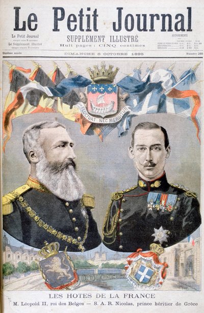 Koning Leopold II van België en Prins Nicholas van Griekenland en Denemarken, 1895 door Oswaldo Tofani