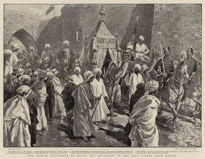 De jaarlijkse pelgrimstocht naar Mekka, het vertrek van het heilige tapijt uit Jeddeh door Oswaldo Tofani