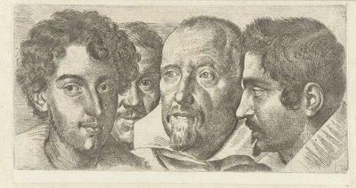 Portret van Cosimo Orsino, Cesare Bartolotti, Sigmund Laire en een zelfportret van Ottavio Leoni door Ottavio Mario Leoni