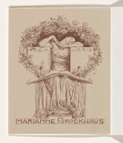 Ex libris van Marianne Brockhaus door Otto Greiner (signed by artist)