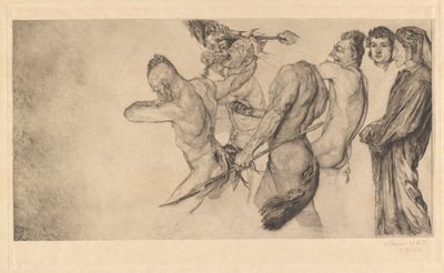 Dante en Vergilius bezoeken de hel (Inferno Canto 22) door Otto Greiner