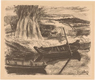 Landschap bij Amsterdam door Otto Hanrath (signed by artist)
