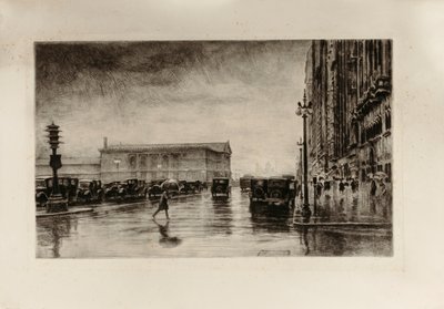 Regenachtige dag, Michigan Avenue door Otto J. Schneider