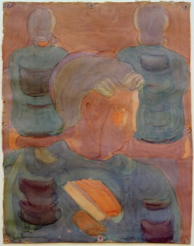 Voorbereiding (Devotie in de eetzaal). Deelstudie (Jongen met zangboek) door Otto Meyer Amden