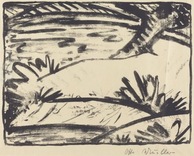 Landschap met Boom en Water door Otto Müller