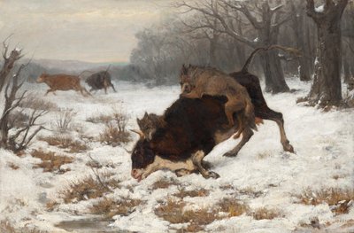 Een koe wordt aangevallen door wolven door Otto von Thoren