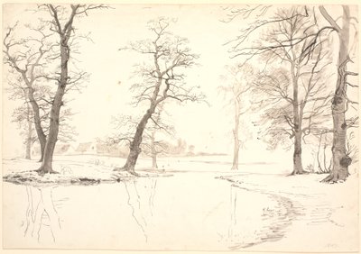De rivier door Breelde bos bij Usserød door P.C. Skovgaard