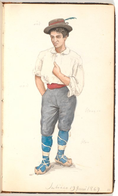 Italiaanse man met veterschoenen en hoed met veer door P.C. Skovgaard