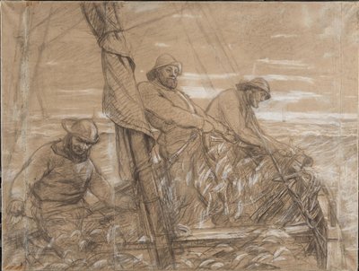 Hornbæk-vissers op haringvangst. Vroege ochtend door Peder Severin Krøyer