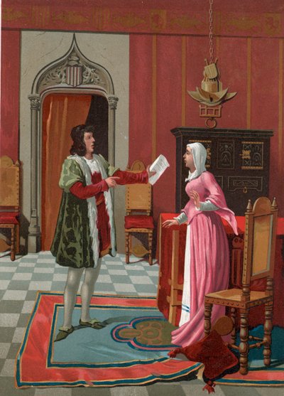 Enrique de Villena vertelt zijn vrouw dat hij tot meester van Calatrava is gekozen door P. Y. Valor