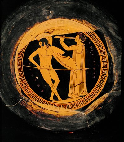 Oorlogsdans, begeleid door een fluitist ... door Painter Eucharides