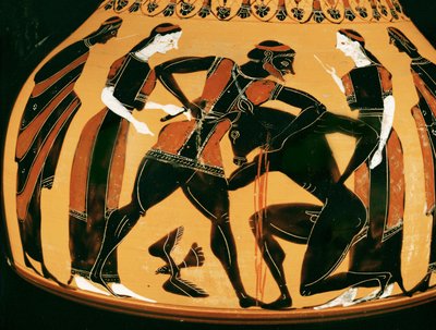 Theseus doodt de Minotaurus ... door Painter of the Birth of Athena