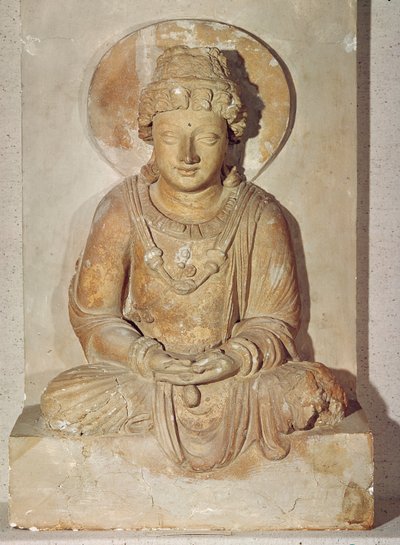 Boeddha zittend in meditatie, uit Ganhara, Grieks-Boeddhistische stijl, 1e-4e eeuw door Pakistani School