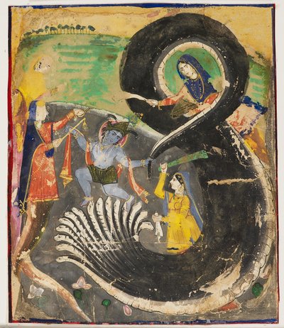 Krishna en de naga Kaliya door Pakistani School
