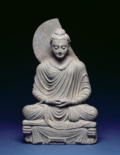 Zittende Boeddha, Gandhara, 1e-3e eeuw na Christus door Pakistani School
