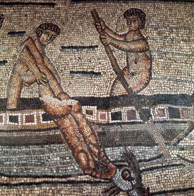 Scène uit het leven van Jonas, geslikt door een vis (detail) door Paleo Christian