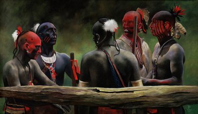 Tegen het hek, 2004 (pastel) door Pamela Patrick White