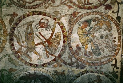 De tekens van de dierenriem uit de mozaïekvloer van de (mozaïek) door Pantaleone Pantaleone