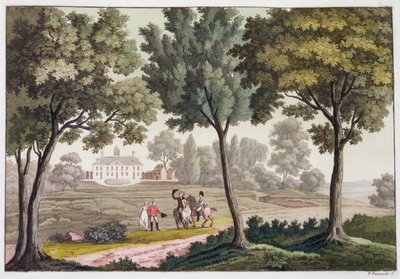 Het huis van George Washington in Mount Vernon, Virginia, VS, ca. 1820-1839 door Paolo Fumagalli