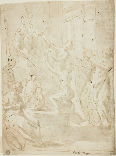 Figuren bij een altaar of klassiek offer door Paolo Pagani