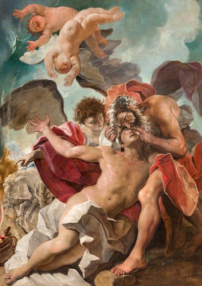 Het offer van Isaak (olieverf op doek) door Paolo Pagani