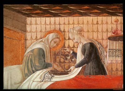 Geboorte van de Maagd, detail van St. Anna en een begeleider door Paolo Uccello