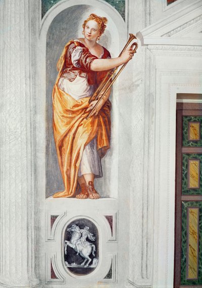 Muzikant met een Hoorn, c.1560-1568 door Paolo Veronese