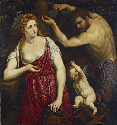 Mars, Venus en Cupido door Paris Bordone