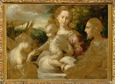 Het mystieke huwelijk van de heilige Catharina - De mystieke ... door Parmigianino (1503-40)